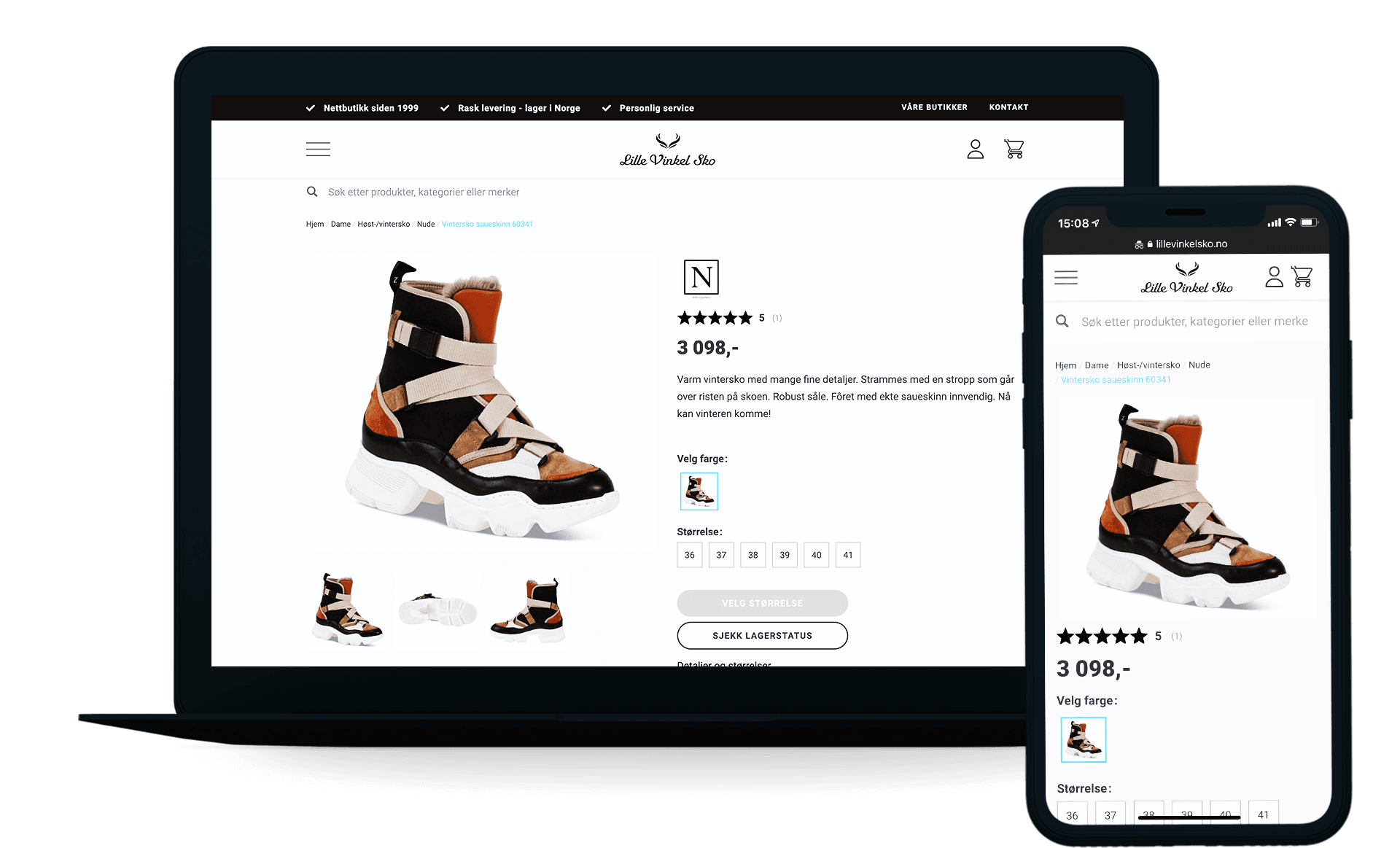 Lille Vinkel Sko nettbutikk oversikt