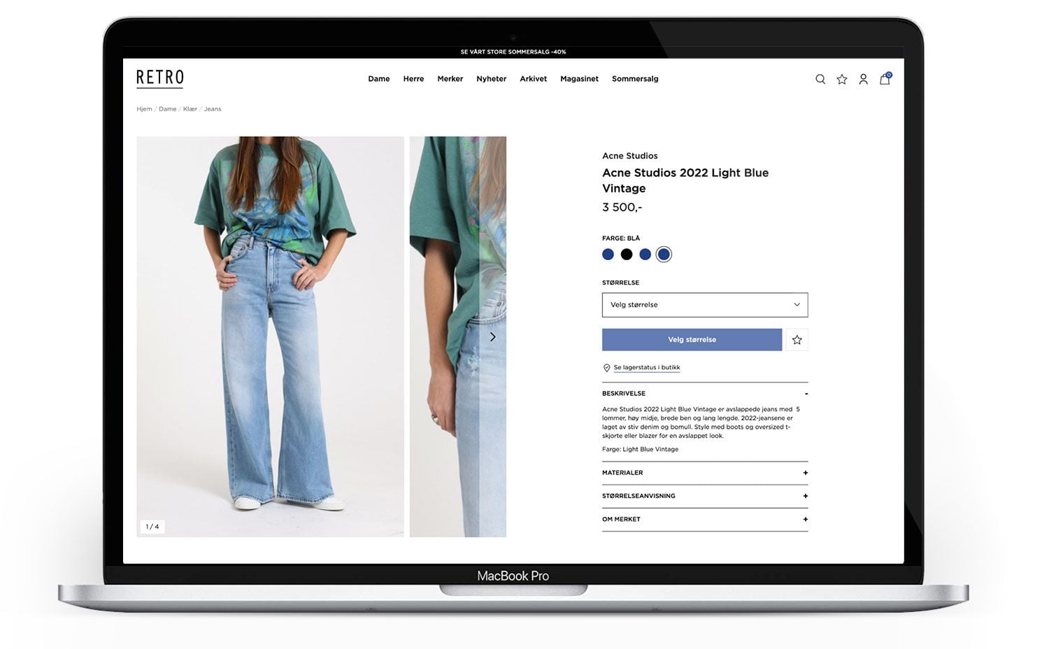 Retro nettbutikk på laptop – bakromsverktøy
